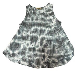 Windhorse Tank Top Womens S/M Grey Tie Dye Pintuck Pleated Swing Sleeveless